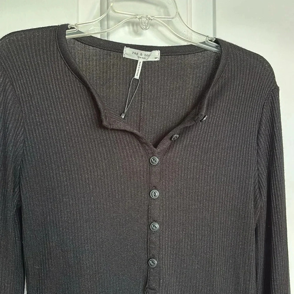 NWT RAG & BONE women’s The Knit Rib Henley in black size small - Picture 2 of 8